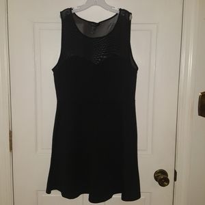 Black mesh top skater dress formal